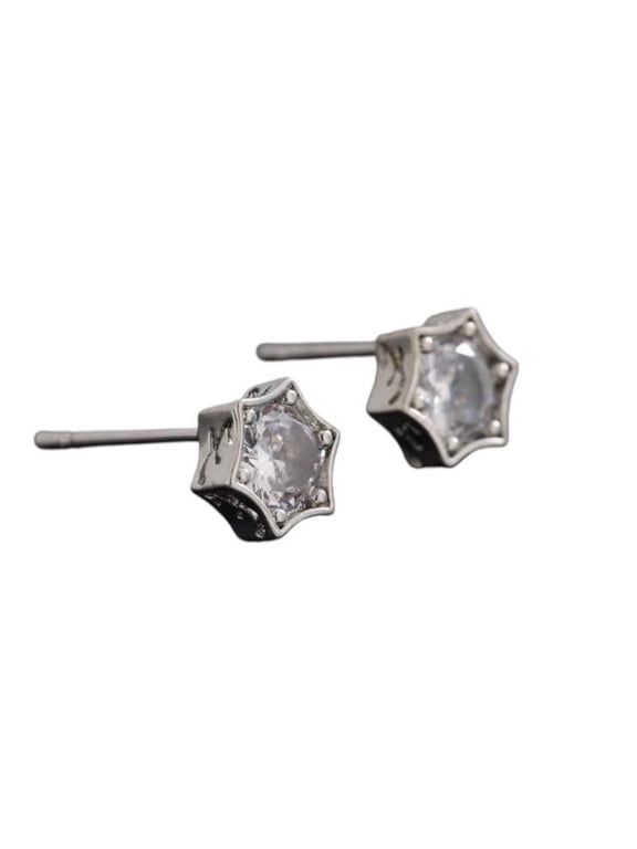 6mm CZ Star Stud Earrings for Men Women