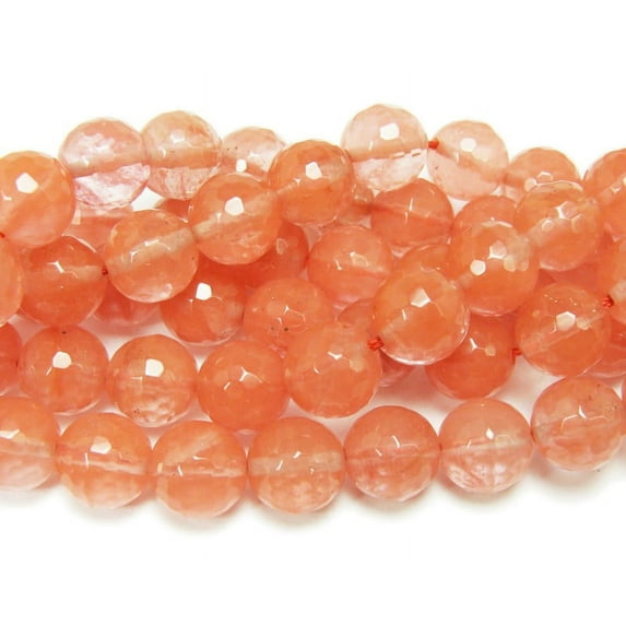 6mm Cherry Quartz/Glass Faceted Round Beads For Jewelry Making
