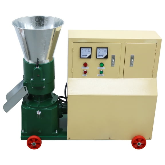 6mm Chicken Feed Pellet Mill Machine Animal Feed Pelletizer Granulator with 2 Head Rollers 220V 200-250KG/H
