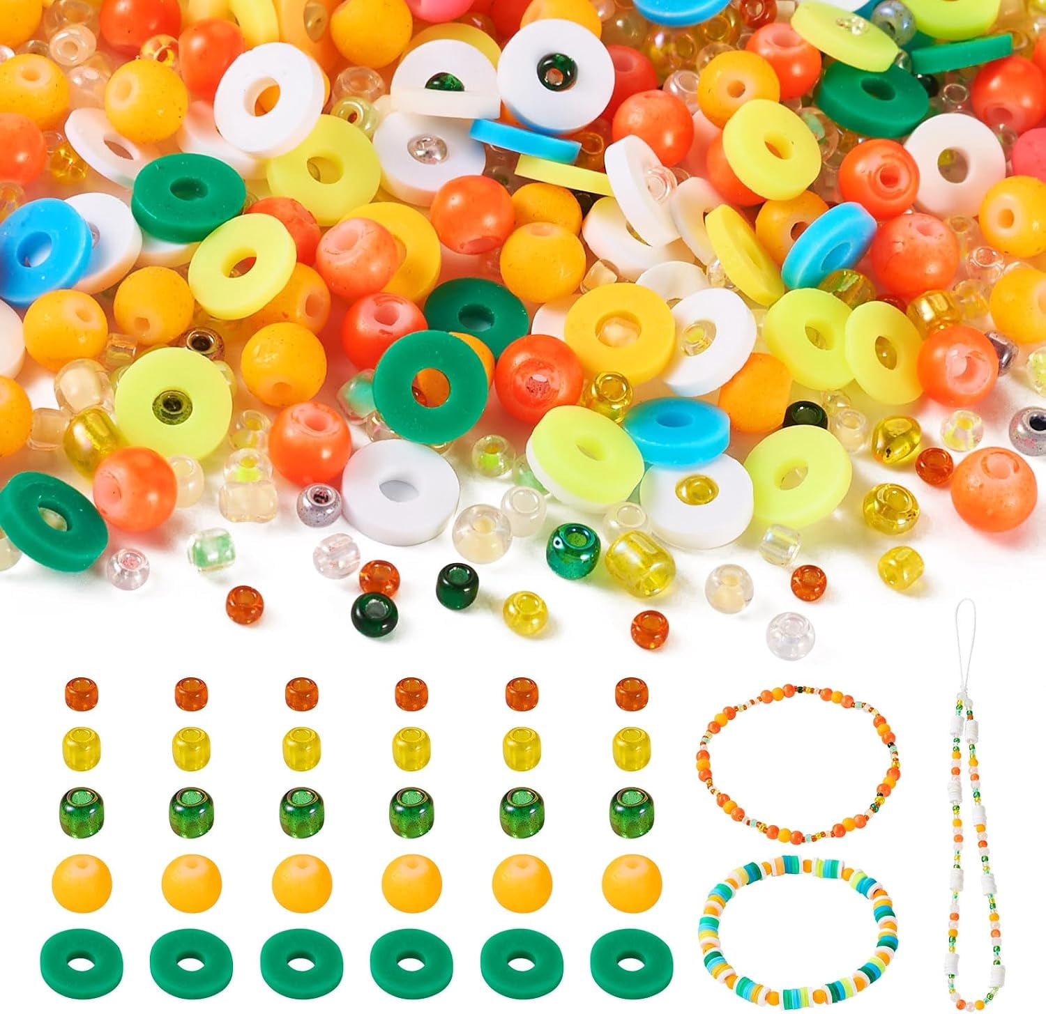 6mm Clay, Glass, Plastic Disc Beads for Jewelry Making - Orange (4 ...