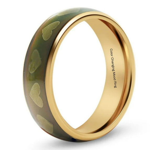 6mm Color Changing Wedding Band for Women or Men Mood Ring 6mm Gold Stainless Steel Ginger Lyne Collection
