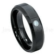 thumbnail image 1 of 6mm Comfort Fit Beveled Black Tungsten Ring - 0.07ct Solitaire Topaz Ring - Personalized Tungsten Wedding Ring - Custom Made November Birthstone Ring TN086BS, 1 of 1