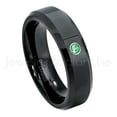 thumbnail image 1 of 6mm Comfort Fit Beveled Black Tungsten Ring - 0.07ct Solitaire Tsavorite Ring - Personalized Tungsten Wedding Ring - Custom Made January Birthstone Ring TN086BS, 1 of 1