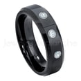 thumbnail image 1 of 6mm Comfort Fit Beveled Black Tungsten Ring - 0.21ctw Aquamarine 3-stone Band - Personalized Tungsten Wedding Ring - Custom Made March Birthstone Ring TN086BS, 1 of 1