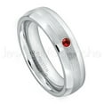 thumbnail image 1 of 6mm Comfort Fit Dome Tungsten Ring - 0.07ct Solitaire Garnet Ring - Personalized Tungsten Wedding Ring - Custom Made January Birthstone Ring TN006BS, 1 of 1