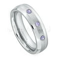 thumbnail image 1 of 6mm Comfort Fit Dome Tungsten Ring - 0.21ctw Tanzanite 3-stone Band - Personalized Tungsten Wedding Ring - Custom Made December Birthstone Ring TN006BS, 1 of 1
