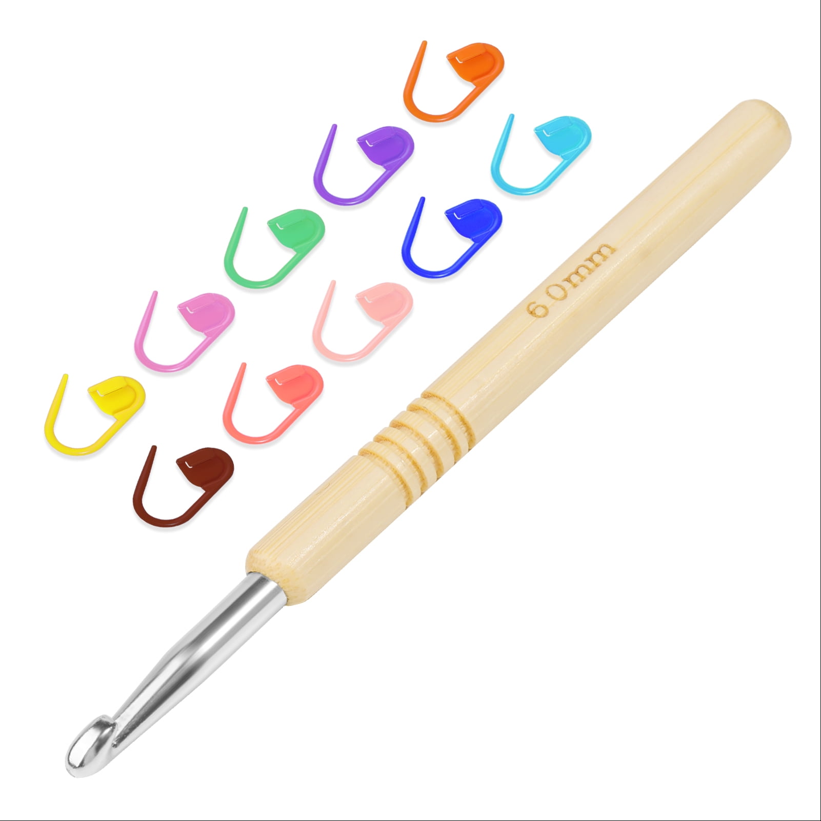 3mm Crochet Hook, Wooden Handle Crochet, Ergonomic Crochet with 10 PCS  Stitch Markers for Arthritic Hand, and Beginners and Lovers DIY 
