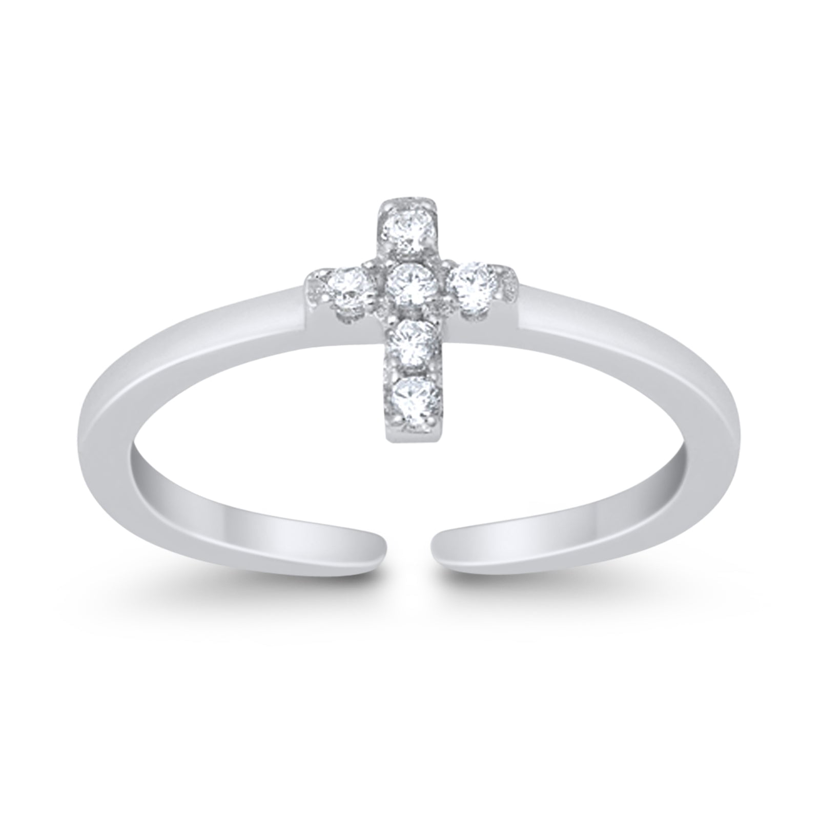 6mm - Cross Toe Band Ring 925 Sterling Silver Thin Adjustable Stylish ...