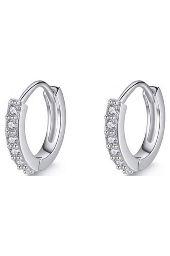 6mm Cubic Zirconia Mini Hoop Earrings Sterling Silver Cartilage Tragus Studs for Women