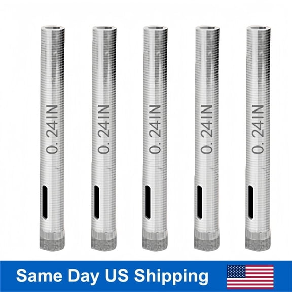 6mm Diamond Grit Hole Saw, 5-Piece Drill Bit Set for Glass, Ceramic Tile & Marble, Wet Drilling Recommended