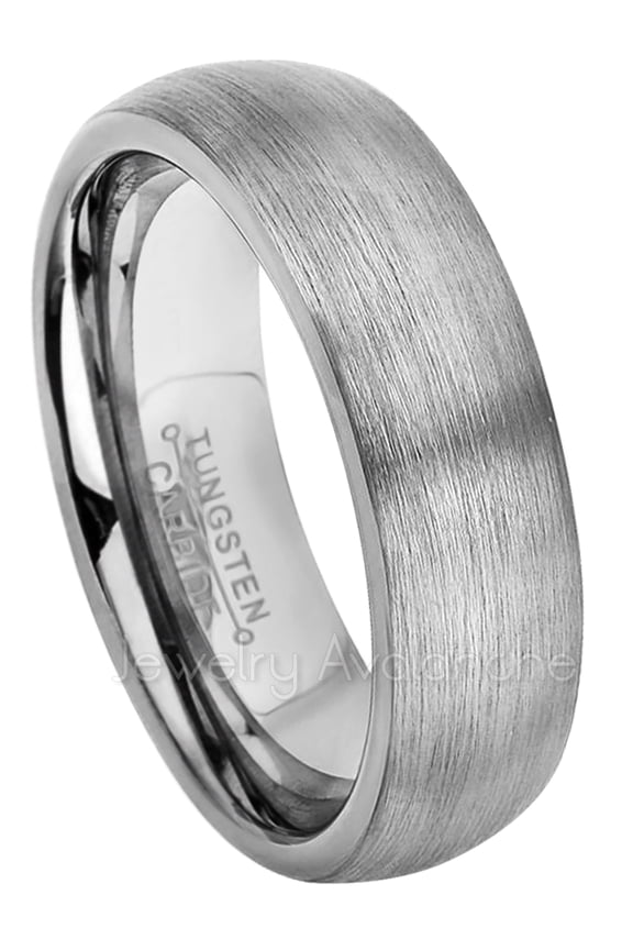 6mm Dome Tungsten Wedding Band - Brushed Finish Comfort Fit Classic Dome Tungsten Carbide Ring - TN060s5.5