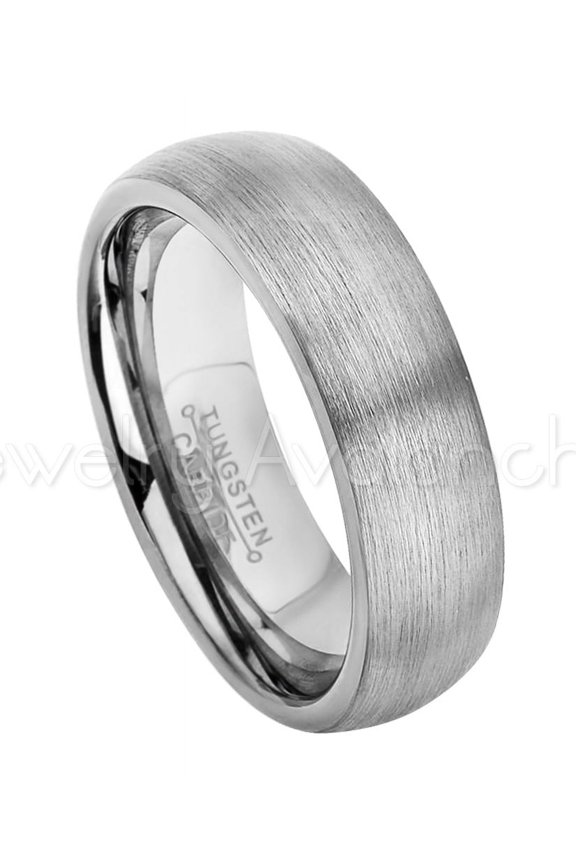 6mm Dome Tungsten Wedding Band - Brushed Finish Comfort Fit Classic Dome Tungsten Carbide Ring - TN060s6.5