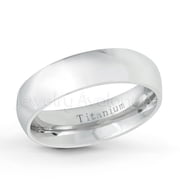6mm Dome White Titanium Ring - Polished Comfort Fit Titanium Wedding Band - TM536s9.5