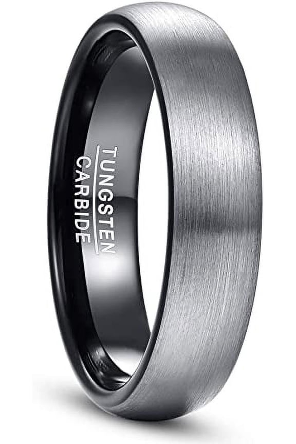 6mm Duo Tone Tungsten Carbide Rings for Men Women Brushed Finish Couple Wedding Band Sets Comfort Fit Size 7-14