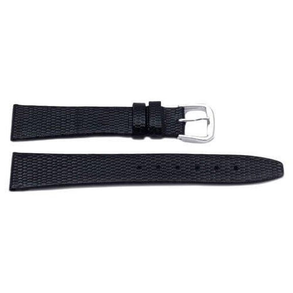 6mm Genuine  Leather Lizard Grain Black Watch Strap