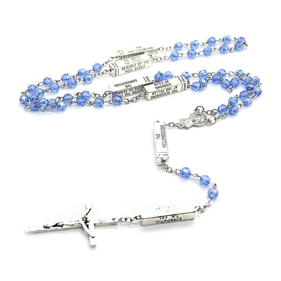 6mm Glass Cystal Rosary Beads 49cm Long Chain Necklaces Women Pendant Jewelry