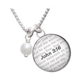 thumbnail image 1 of 6mm Glass Imitation Pearl Bead Drop - Bible Verse John 3:16 Glass Dome Necklace, 1 of 1