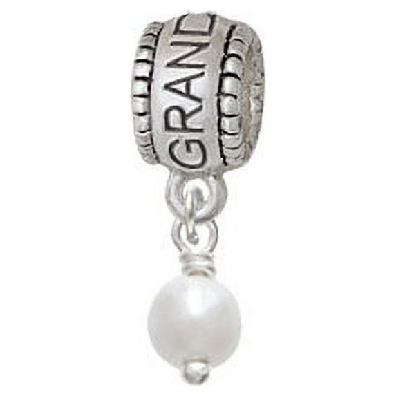 6mm Glass Imitation Pearl Bead Drop - Granddaughter Charm Bead