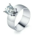 thumbnail image 1 of 6mm Gold/Silver Titanium Steel AAA CZ Wedding Band Women's Couple Ring Size 5-12, 1 of 6