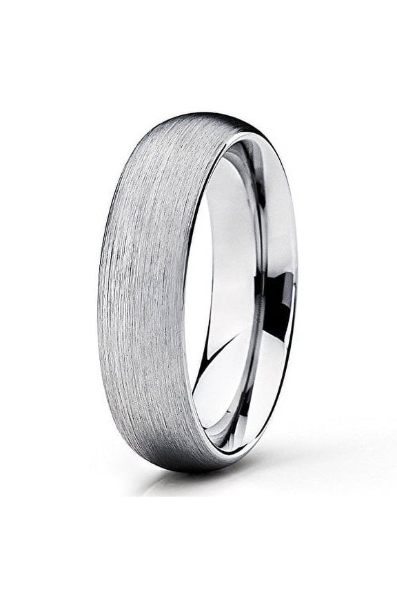 6mm Gray Tungsten Ring Brushed Silver Tungsten Band Tungsten Wedding Ring