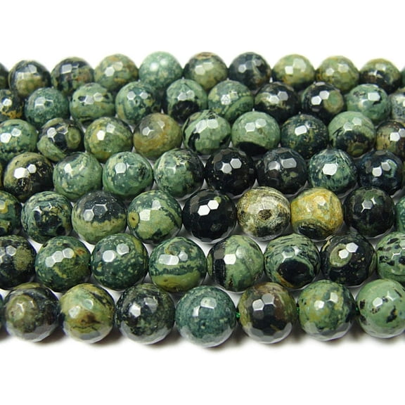 6mm Green Eye Jasper Faceted Round Beads Genuine Gemstone Natural Jewelry Making