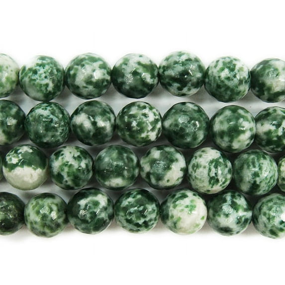 6mm Green Spot Jasper Faceted Round Beads Genuine Gemstone Natural Jewelry Making