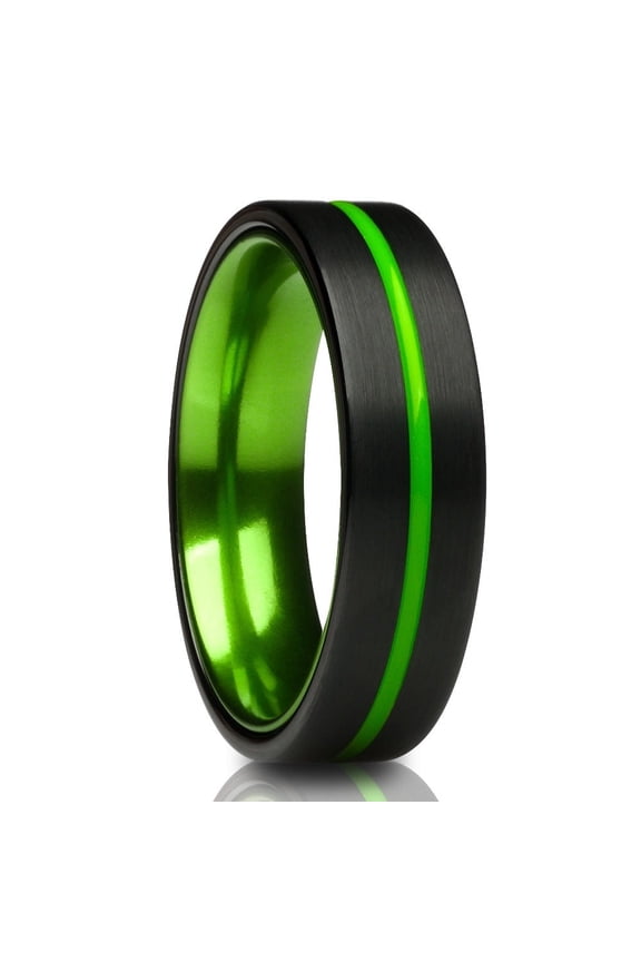 6mm Green Tungsten Ring,Green Wedding Ring,Engagement Ring,Unisex Ring,Anniversary Ring,Comfort Fit