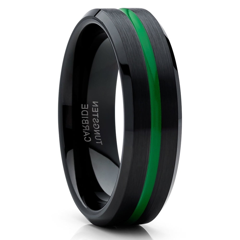 6mm Green Wedding Ring,Black Wedding Ring,Tungsten Wedding Ring ...