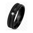 thumbnail image 1 of 6mm Grooved Center with Clear CZ Black IP Solid Titanium Men's Ring (SIZE: 11), 1 of 1