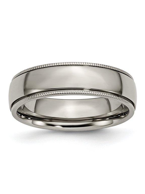 6mm Grooved and Beaded Edge Titanium Band