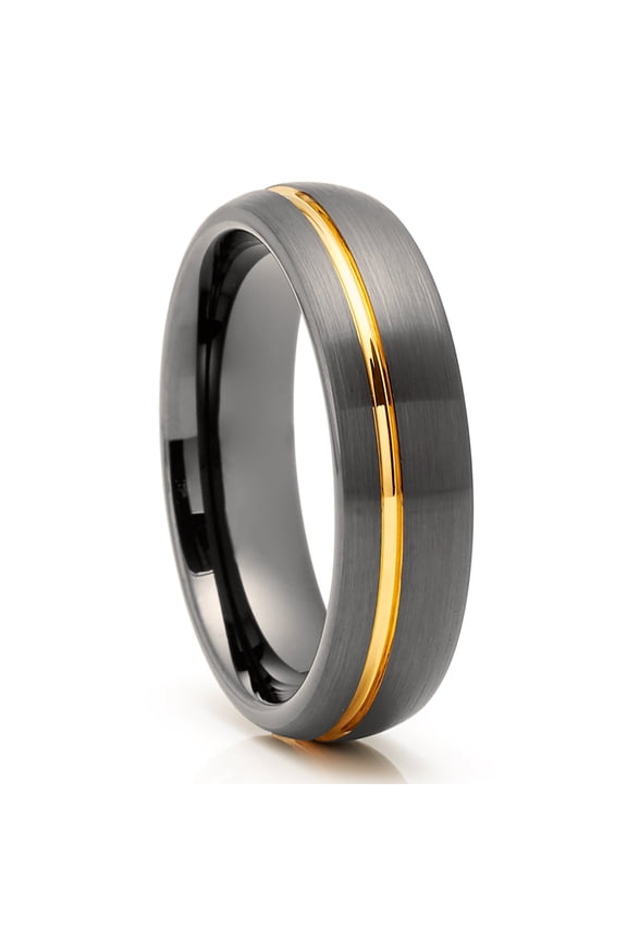 6mm Gunmetal Wedding Ring,Yellow Gold Tungsten Ring,Anniversary Ring,6mm Wedding Ring,Tungsten Carbide Ring,Band