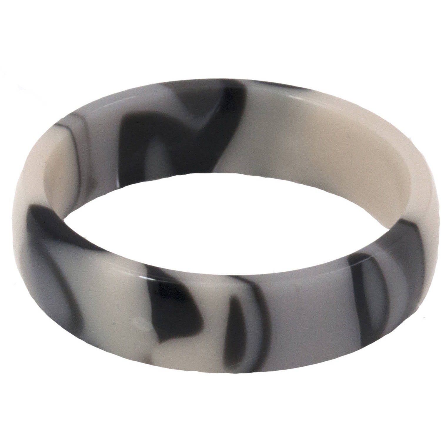 6mm Half-Round Black and White Swirl Stackable Ring