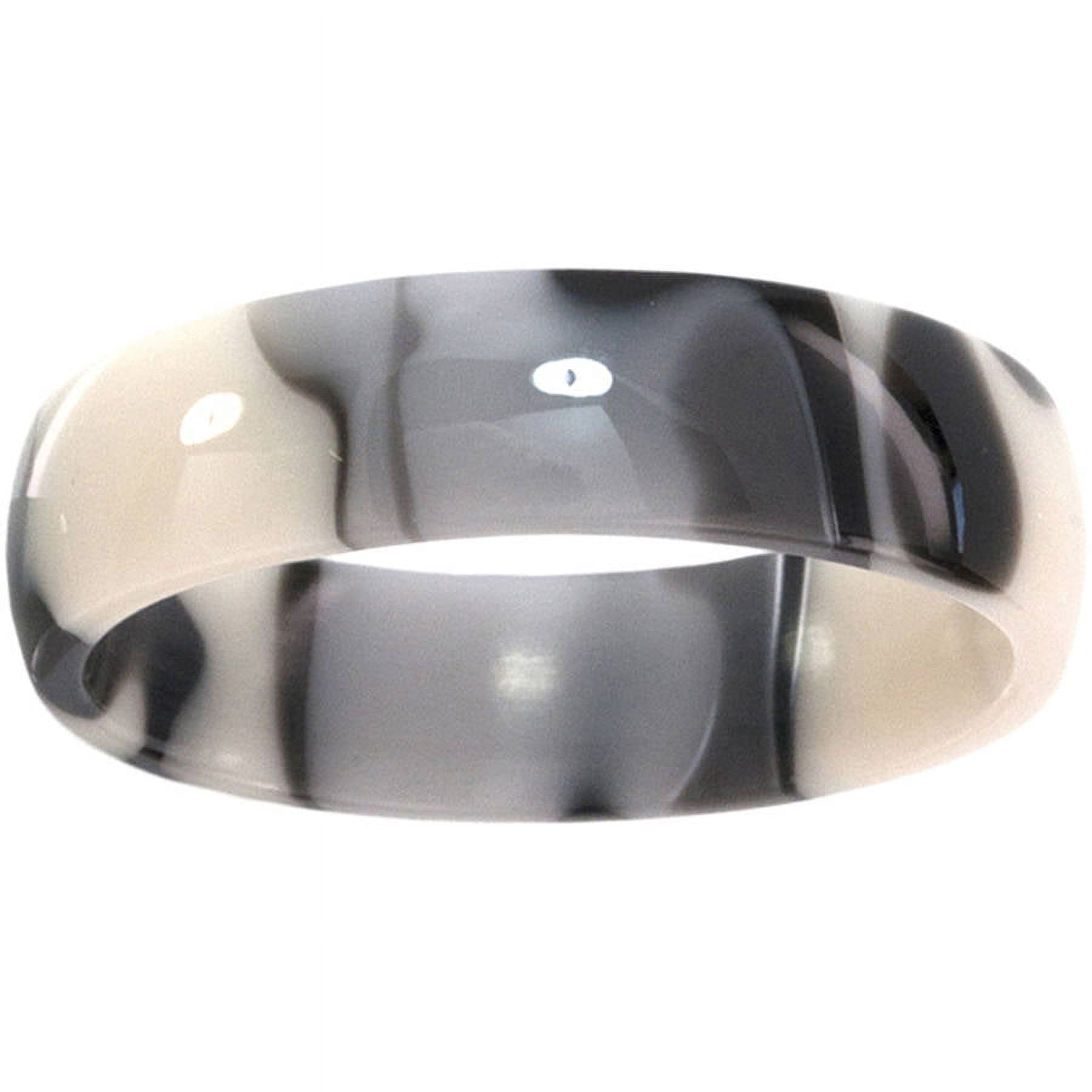 6mm Half-Round Black and White Swirl Stackable Ring