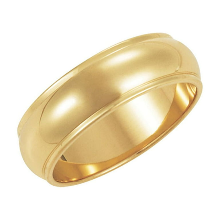 6mm Half Round Ridged Edge Band in 10k Yellow Gold, Size 5