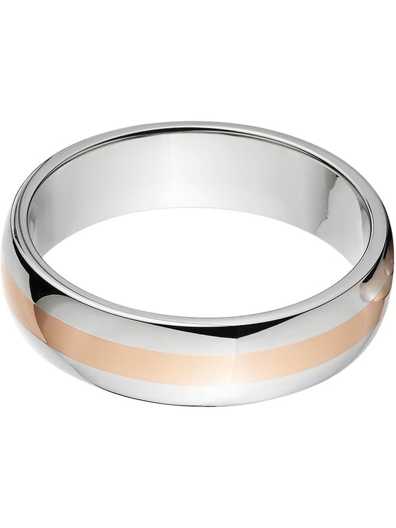 6mm Half-Round Titanium Ring with a 2mm Copper Inlay and a Polished Finish