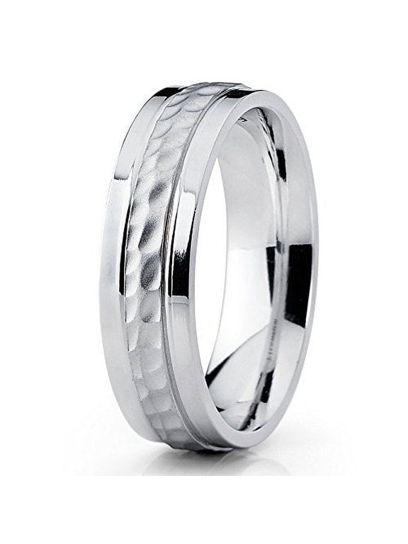 6mm Hammered Titanium Wedding Band Unique Titanium Ring Pipe Cut Ring