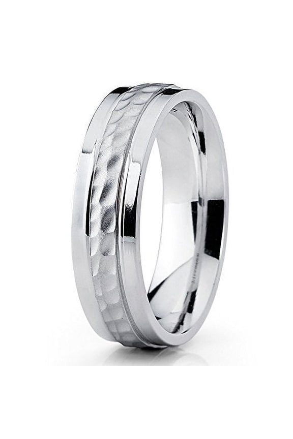 6mm Hammered Titanium Wedding Band Unique Titanium Ring Pipe Cut Ring