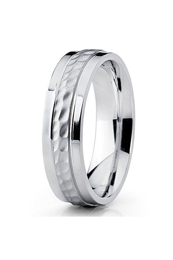 6mm Hammered Titanium Wedding Band Unique Titanium Ring Pipe Cut Ring