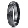 thumbnail image 1 of 6mm Hammered Tungsten Rings for Unisex Wedding Engagement Bands Black Brushed Size 7-12, 1 of 6