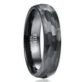 thumbnail image 1 of 6mm Hammered Tungsten Rings for Unisex Wedding Engagement Bands Black Brushed Size 7-12, 1 of 6