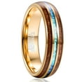 thumbnail image 1 of 6mm Hawaiian Khao Amu Tungsten Ring Abalone Shell Wedding Ring for Unisex Size 10, 1 of 6