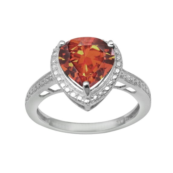6mm Heart Shape Orange CZ 925 Sterling Silver Solitaire Women Valentines Day Gifts Ring