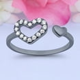 thumbnail image 1 of 6mm - HeartsToe Band Ring 925 Sterling Silver Thin Adjustable Stylish Rings For Women, 1 of 5