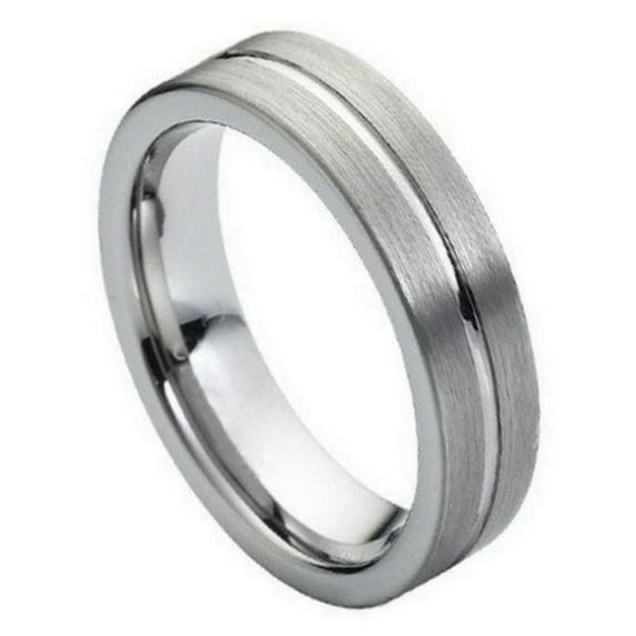 6mm High Polished Grooved Center Brushed Side Wedding Band Ring For Men Or Ladies