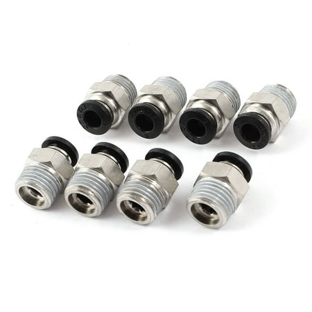 6mm Hole 1/4" PT Thread Straight Push in Tube Pneumatic Quick Fitting 8 Pcs