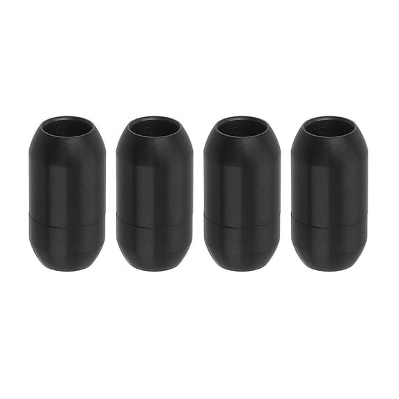 6mm Hole Leather Cord Buckle, 4 Pack Black Extenders Pendant Necklace for Bracelets Jewelry, Stainless Steel(10mm)