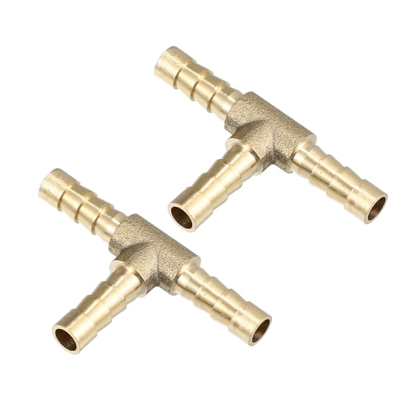 6mm Hose Barb Copper 3 Way Tee Connector Adapter for Fuel Air Water Gas Oil Pipe 2 Pcs