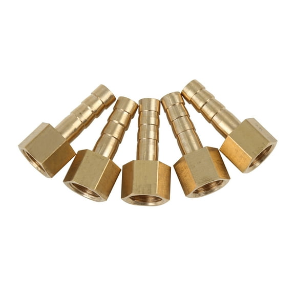 6mm Hose ID x 1/8" NPT Female Pipe Car Brass Hose Tail Barb Fitting Connector for Joiner Air Water Fuel Pipe - 5pcs