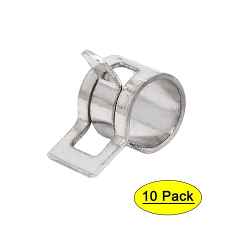 6mm Inner Dia Nickel Plated Spring Clip Water Pipe Fuel Line Hose Clamps 10pcs