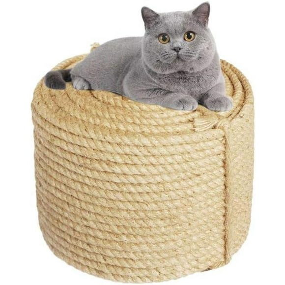 6mm Jute Rope for Repair and Replacement of Cat Scratch Pillar, Tree Scratch, Cat Scratch Pad/Carpet/Kicker Toy, Pipe/Stairs/Tire Wrapping, Home Decoration, 6mm*10m